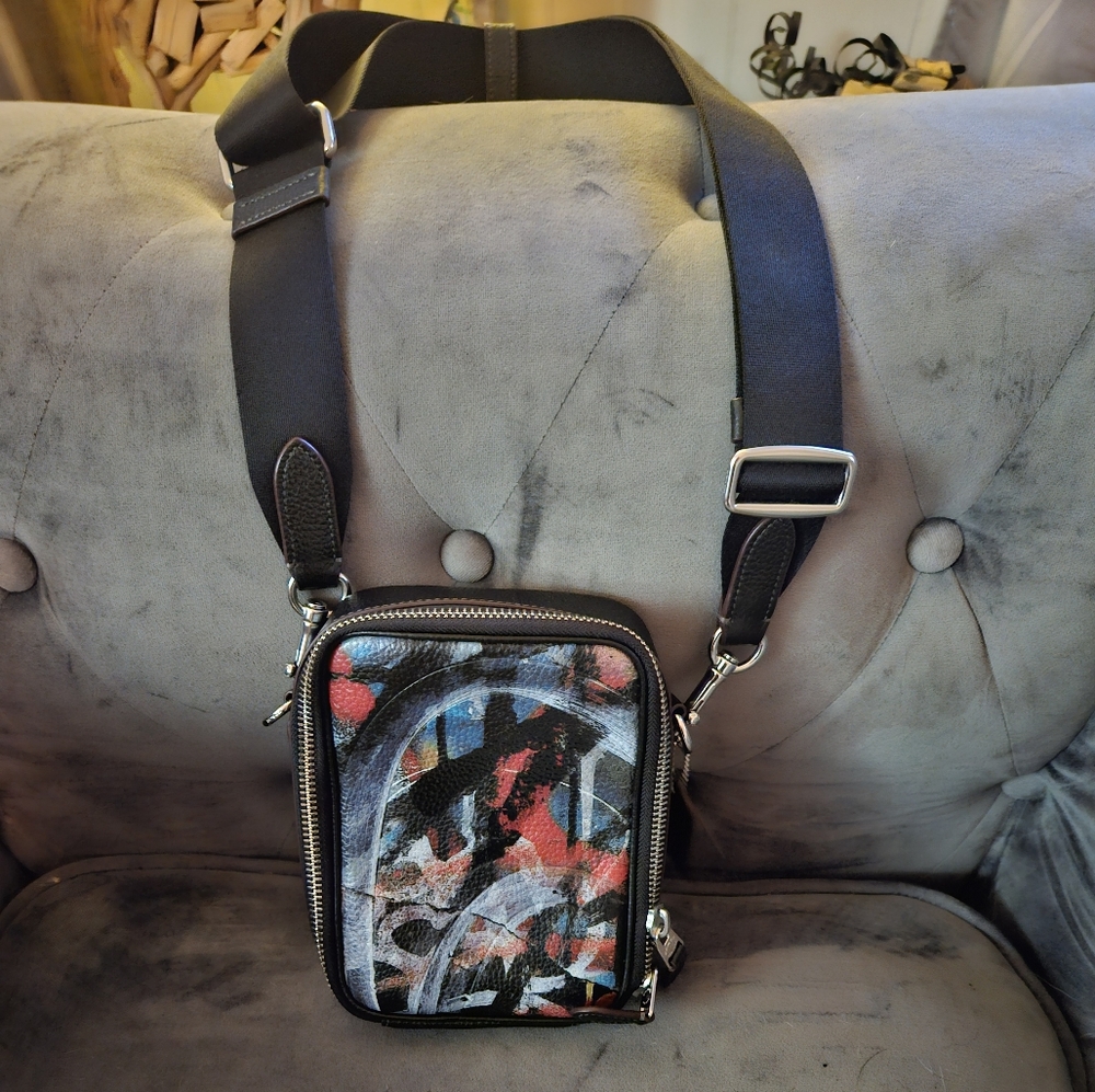 Coach X Mint + Serf Stanton Crossbody Bag in Silver/Black Pebble Leather